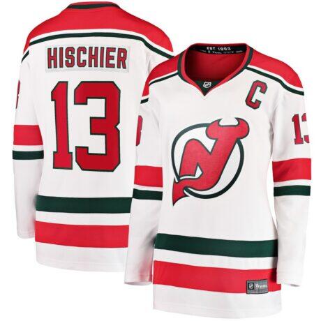 Nico Hischier New Jersey Devils Fashion7 Women's Alternate Breakaway Jersey - White - Front View