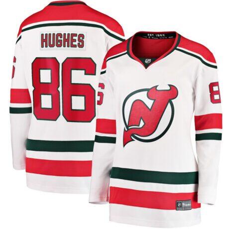 Jack Hughes New Jersey Devils Fashion7 Women's Alternate Breakaway Jersey - White - Front View