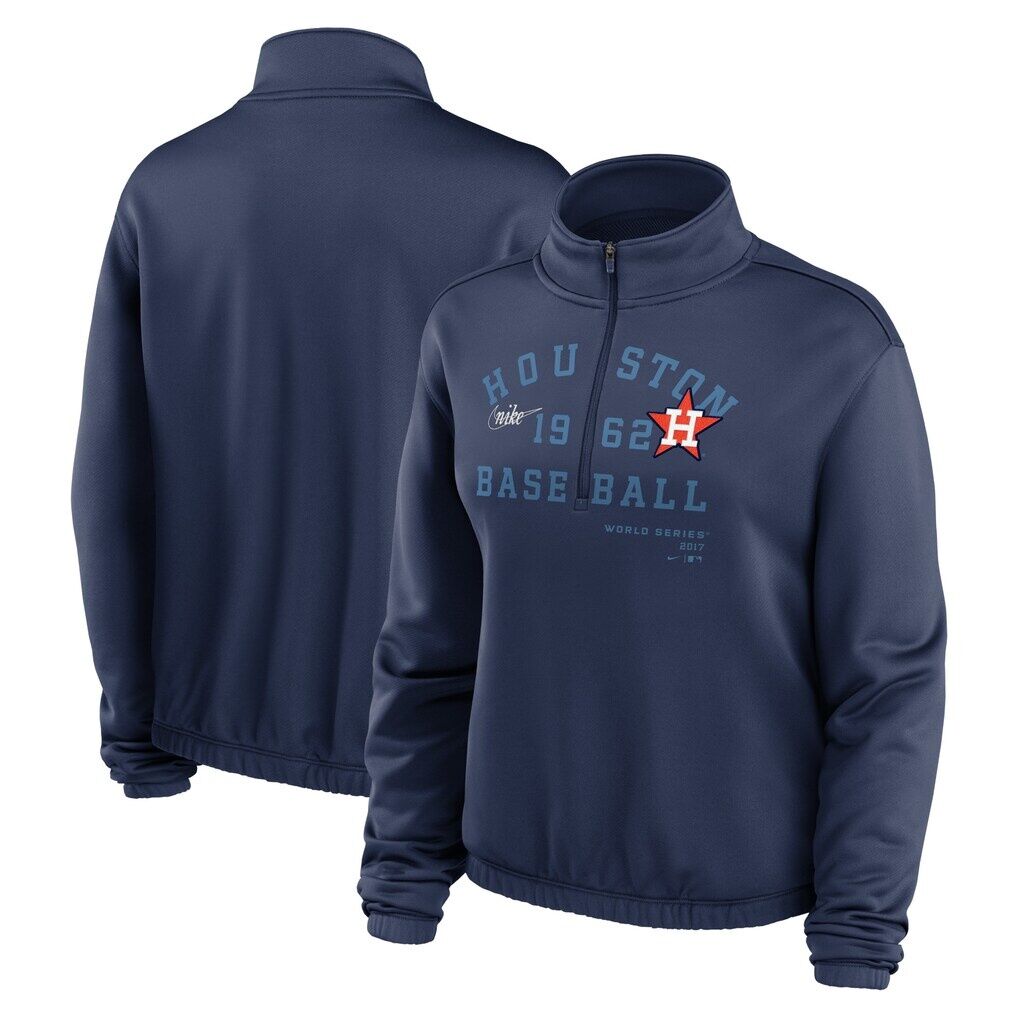 Houston Astros Nike Women’s Rewind Splice Half-Zip Semi-Cropped Bubble Hem Sweatshirt