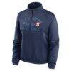 Houston Astros Nike Women's Rewind Splice Half-Zip Semi-Cropped Bubble Hem Sweatshirt - Navy - Side View
