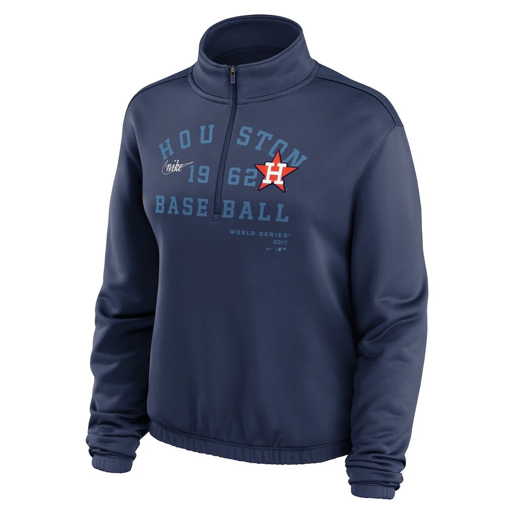 Houston Astros Nike Women’s Rewind Splice Half-Zip Semi-Cropped Bubble Hem Sweatshirt