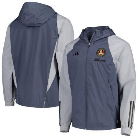 Atlanta United FC adidas All-Weather Raglan Hoodie Full-Zip Jacket - Charcoal - Front View