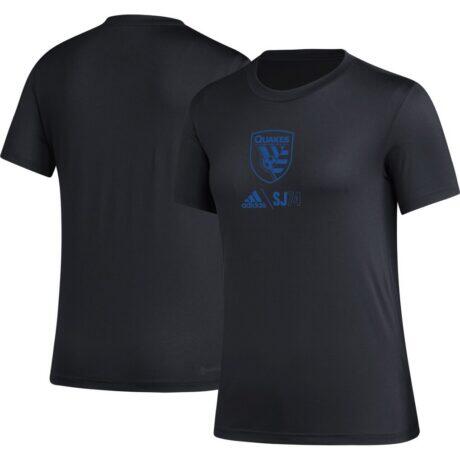 San Jose Earthquakes adidas Women's AEROREADY Club Icon T-Shirt - Black - Front View