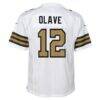 Chris Olave New Orleans Saints Nike Youth Game Jersey - White - Detail View