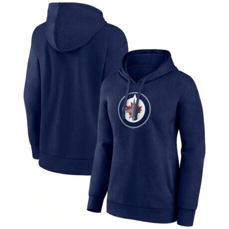 Winnipeg Jets Fashion7 Women's Primary Logo Fleece Pullover Hoodie - Navy - Front View
