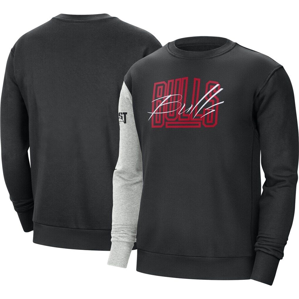 Chicago Bulls Nike Courtside Versus Force & Flight Pullover Sweatshirt – Black/Heather Gray