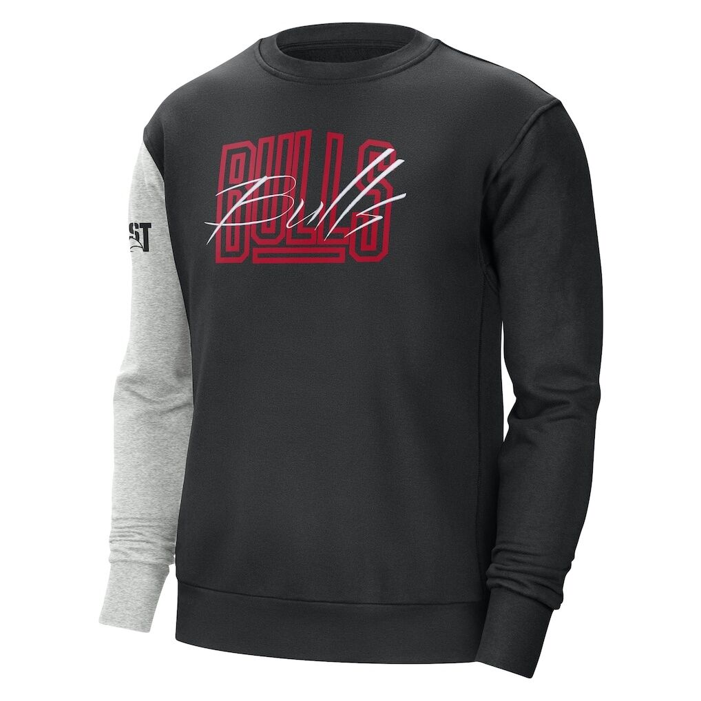 Chicago Bulls Nike Courtside Versus Force & Flight Pullover Sweatshirt – Black/Heather Gray