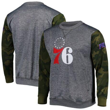 Philadelphia 76ers Fashion7 Camo Stitched Sweatshirt - - Front View
