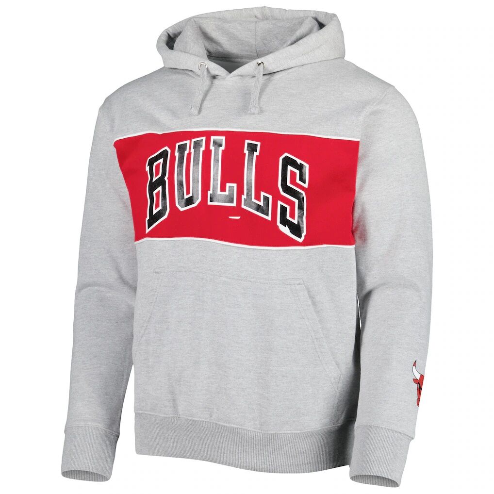 Chicago Bulls Fashion7 Wordmark French Terry Pullover Hoodie – Heather Gray