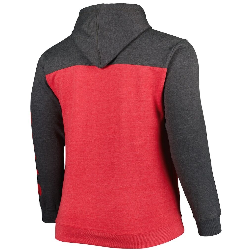 Chicago Bulls Fashion7 Big & Tall Down and Distance Full-Zip Hoodie – Heathered Red/Heathered Black