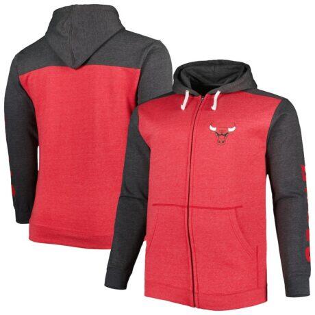 Chicago Bulls Fashion7 Big & Tall Down and Distance Full-Zip Hoodie - - Front View