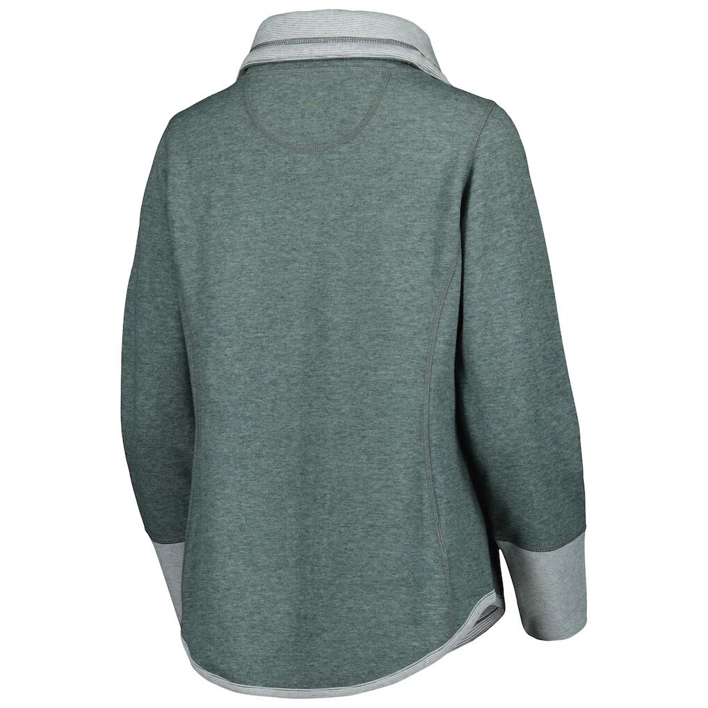 Green Bay Packers Tommy Bahama Women's Sport Sun Fade Full-Zip Sweatshirt - Heathered Green