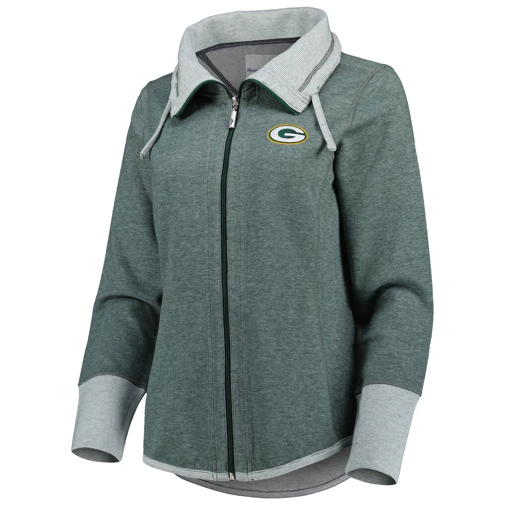 Green Bay Packers Tommy Bahama Women's Sport Sun Fade Full-Zip Sweatshirt - Heathered Green