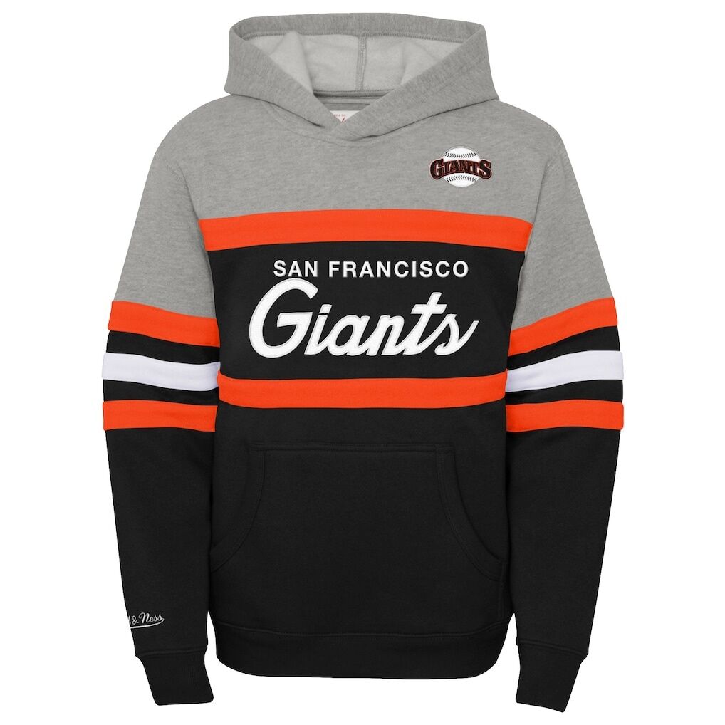 San Francisco Giants Mitchell & Ness Youth Cooperstown Collection Head Coach Pullover Hoodie – Heather Gray/Black