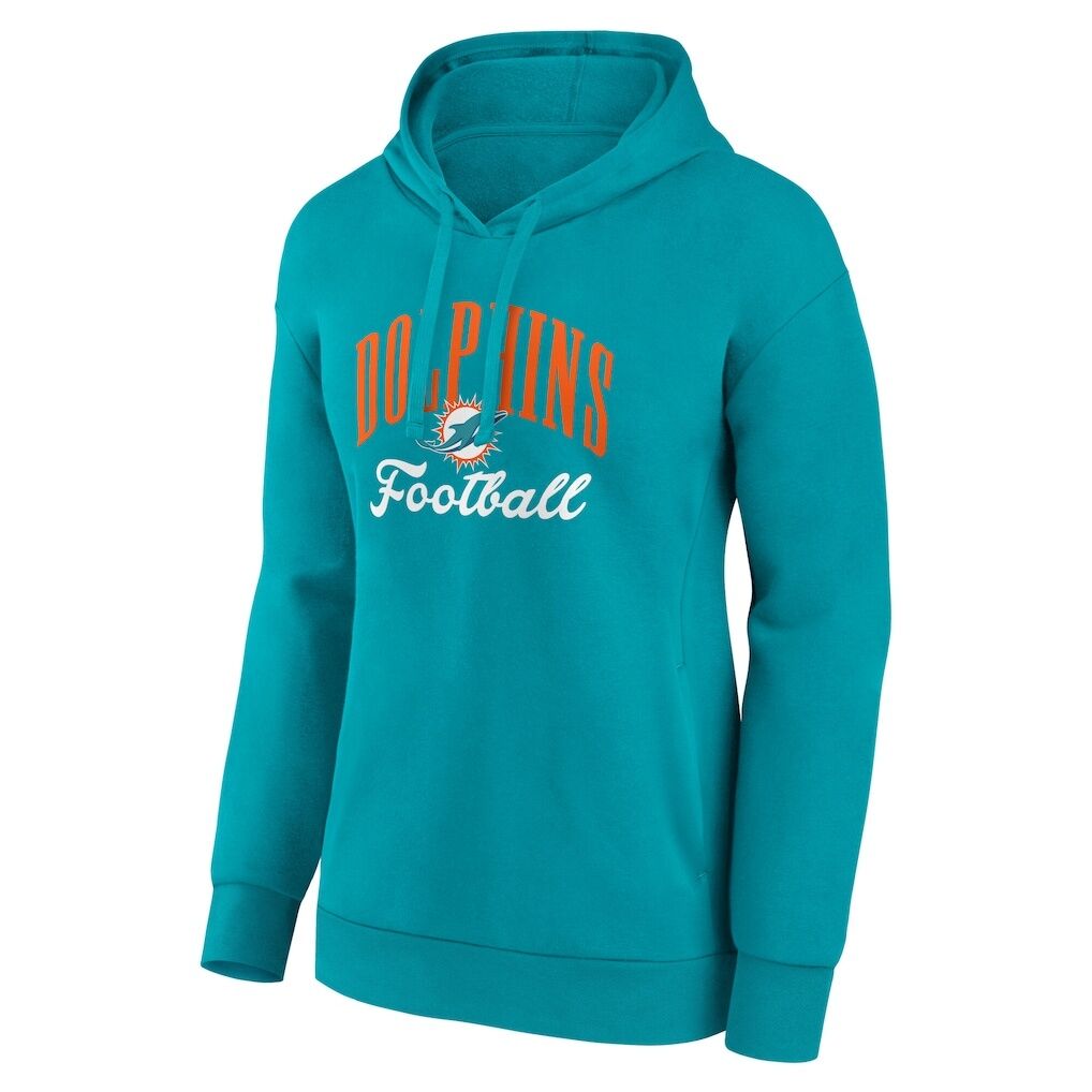 Miami Dolphins Fashion7 Women's Team Logo Victory Script Pullover Hoodie - Aqua