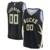 Milwaukee Bucks Fashion7 Custom Fast Break Jersey - Black - Front View