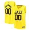 Utah Jazz Fashion7 Fast Break Replica Custom Jersey - Yellow - Front View