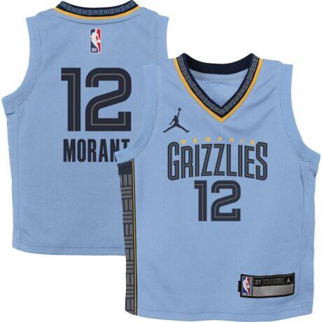 Ja Morant Memphis Grizzlies Jordan Brand Preschool 2022/23 Statement Edition Jersey - - Front View
