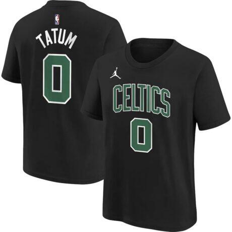 Jayson Tatum Boston Celtics Jordan Brand Youth Statement Edition Name & Number Player T-Shirt - Black - Front View