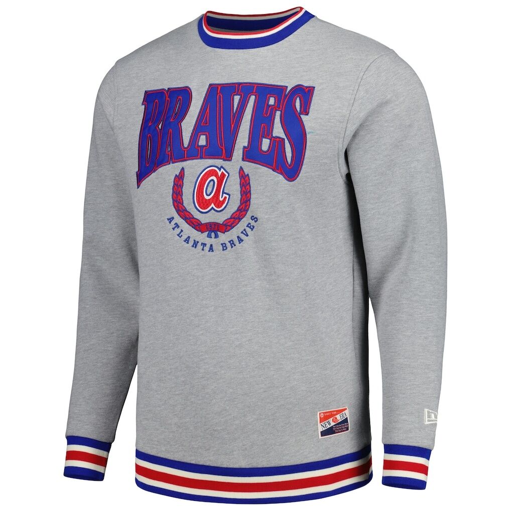 Atlanta Braves New Era Throwback Classic Pullover Sweatshirt – Heather Gray