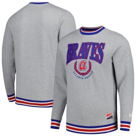 Atlanta Braves New Era Throwback Classic Pullover Sweatshirt - - Front View