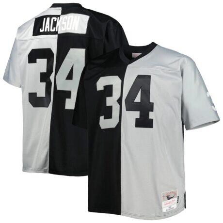 Bo Jackson Las Vegas Raiders Mitchell & Ness Big & Tall Split Legacy Retired Player Replica Jersey - - Front View