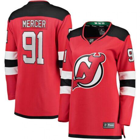 Dawson Mercer New Jersey Devils Fashion7 Women's Home Breakaway Jersey - Red - Front View