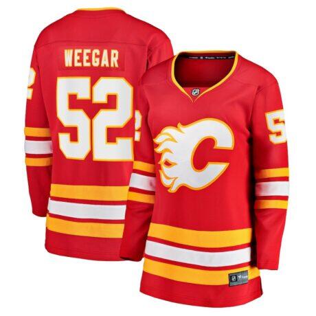 MacKenzie Weegar Calgary Flames Fashion7 Women's Home Breakaway Player Jersey - Red - Front View