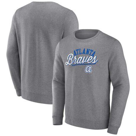 Atlanta Braves Heather Gray Fashion7 Simplicity Pullover Sweatshirt - Gray - Front View
