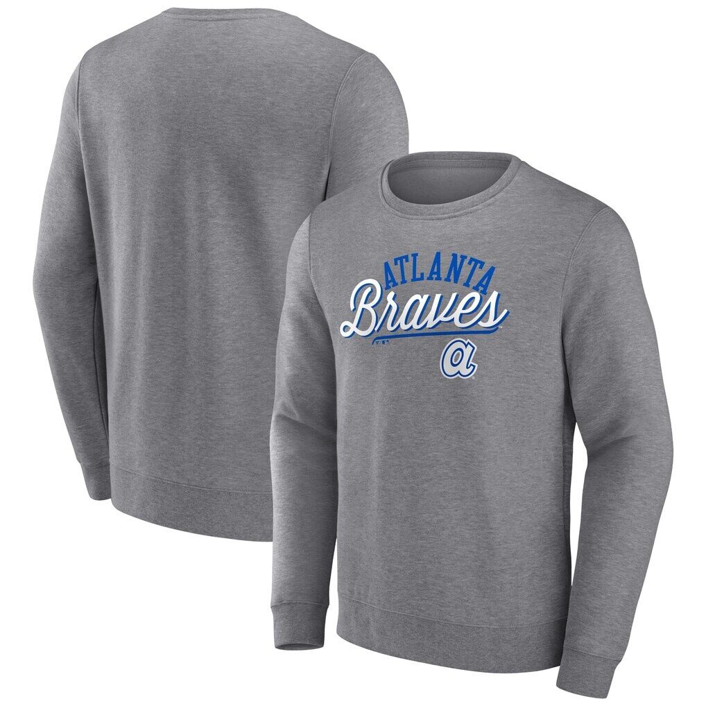 Atlanta Braves Heather Gray Fashion7 Simplicity Pullover Sweatshirt
