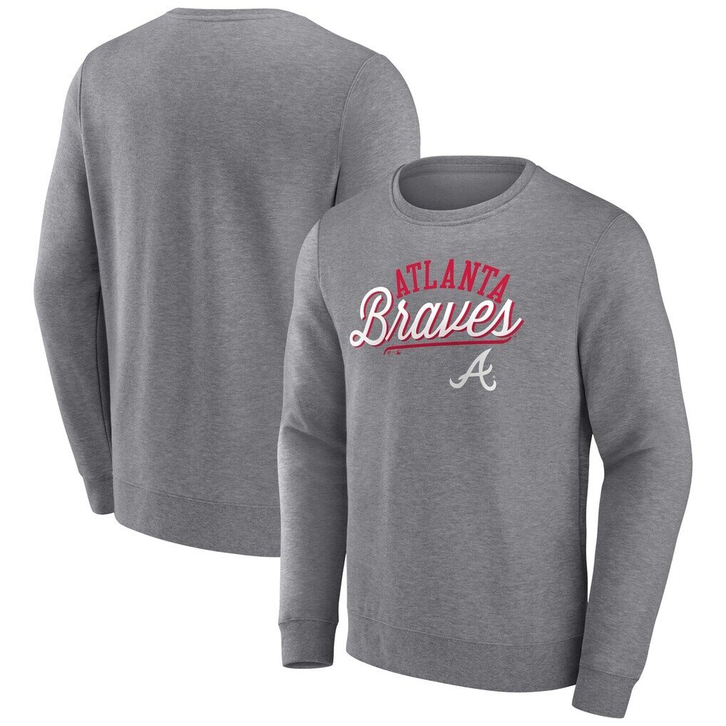 Atlanta Braves Heather Gray Fashion7 Simplicity Pullover Sweatshirt