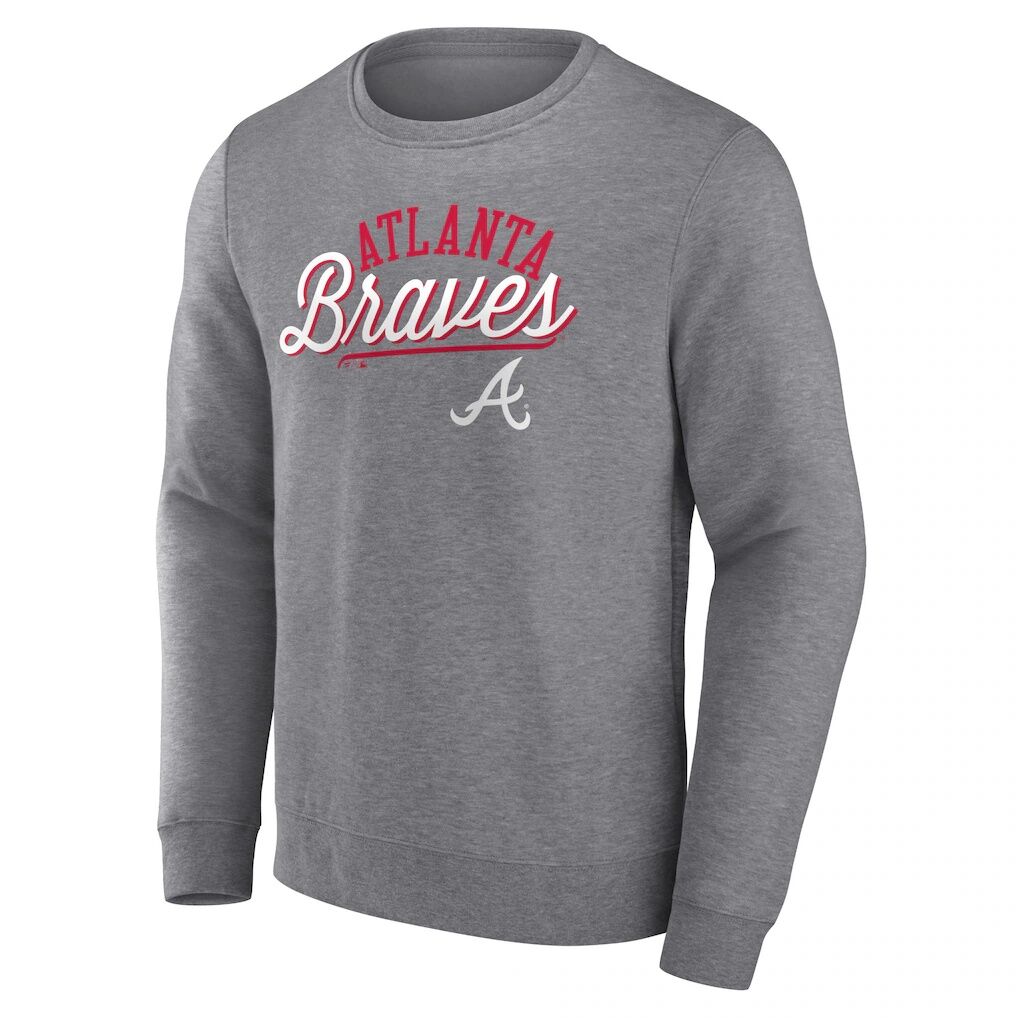 Atlanta Braves Heather Gray Fashion7 Simplicity Pullover Sweatshirt