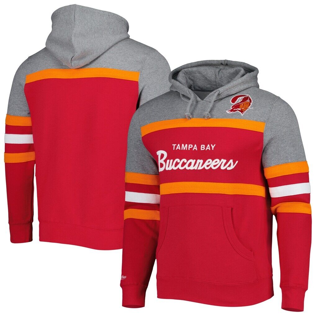Tampa Bay Buccaneers Mitchell & Ness Head Coach Pullover Hoodie - Red/Heathered Gray
