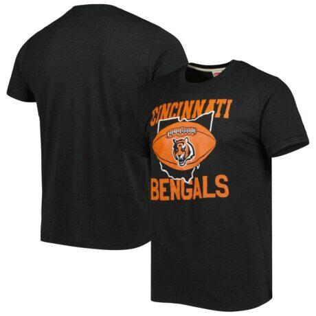 Cincinnati Bengals Charcoal Homage Hyper Local Tri-Blend T-Shirt - - Front View