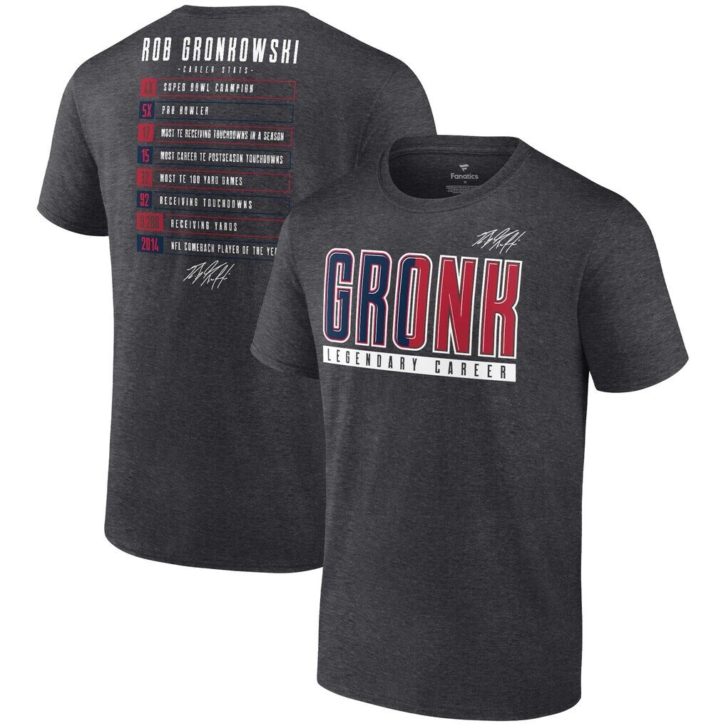 Rob Gronkowski Fashion7 Career Stats T-Shirt - Heather Charcoal