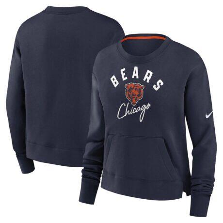 Chicago Bears Nike Women's High Hip Fleece Pullover Sweatshirt - Navy - Front View
