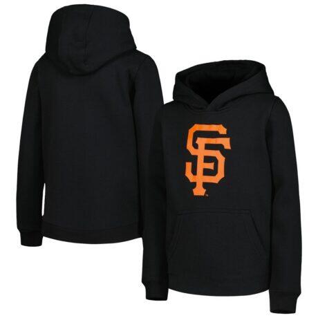 San Francisco Giants Youth Team Primary Logo Pullover Hoodie - Black - Front View