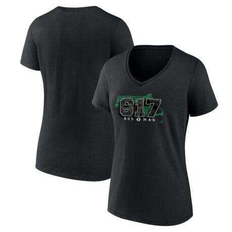 Boston Celtics Women's Core Hometown Launch V-Neck T-Shirt - Black - Front View
