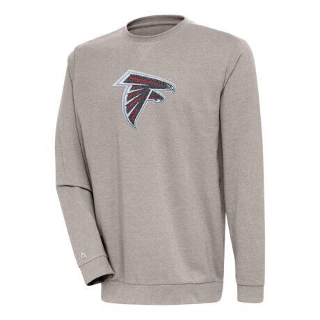 Atlanta Falcons Antigua Reward Chenille Pullover Crewneck Sweatshirt - Oatmeal