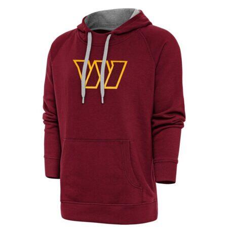 Washington Commanders Antigua Victory Chenille Pullover Hoodie - Burgundy - Front View