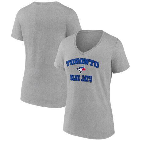 Toronto Blue Jays Women's Heart and Soul V-Neck T-Shirt - Gray - Front View