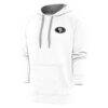 San Francisco 49ers Antigua Metallic Logo Victory Pullover Hoodie - White - Front View