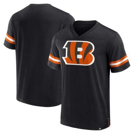 Cincinnati Bengals Fanatics Jersey Tackle V-Neck T-Shirt - Black - Front View