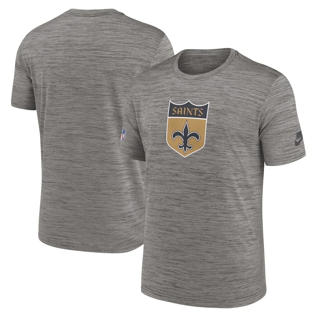New Orleans Saints Nike 2023 Sideline Alternate Logo Performance T-Shirt - Heather Charcoal