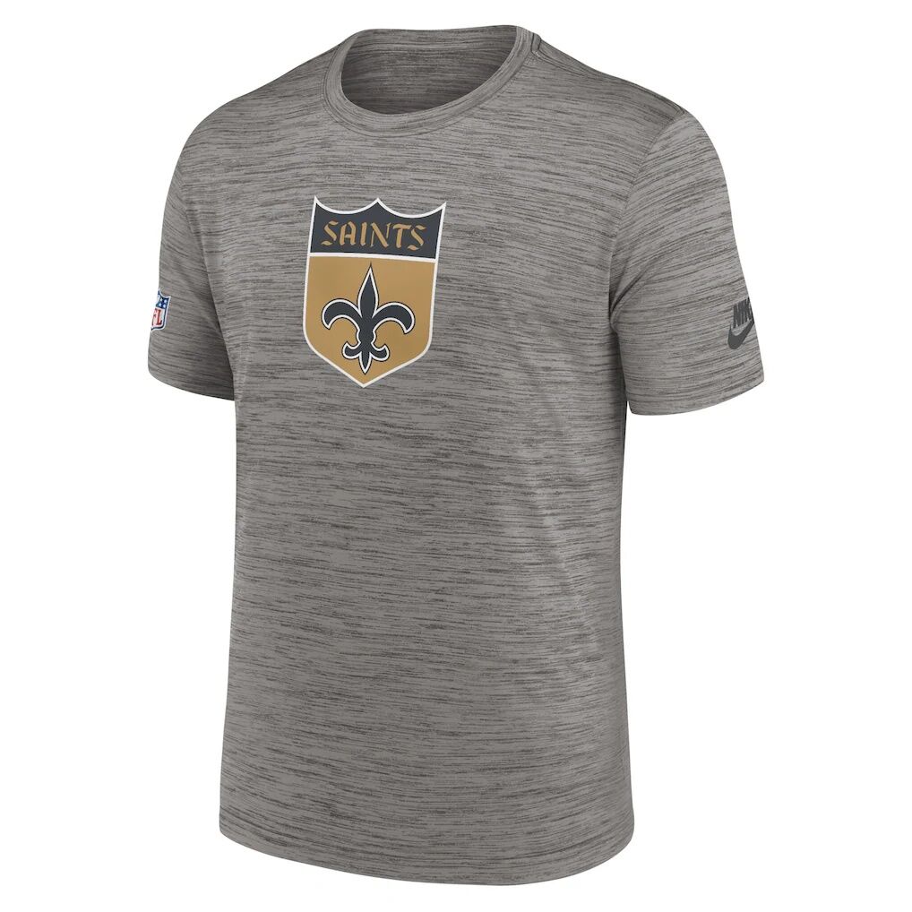 New Orleans Saints Nike 2023 Sideline Alternate Logo Performance T-Shirt - Heather Charcoal