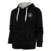 Charlotte FC Antigua Brushed Metallic Logo Victory Full-Zip Hoodie - Black - Front View