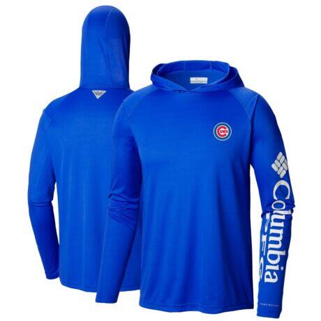 Chicago Cubs Columbia Terminal Tackle Long Sleeve Hoodie T-Shirt - - Front View