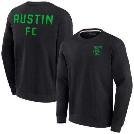 Austin FC Fashion7 Unisex Super Soft Pullover Crew Sweatshirt - Black - Front View