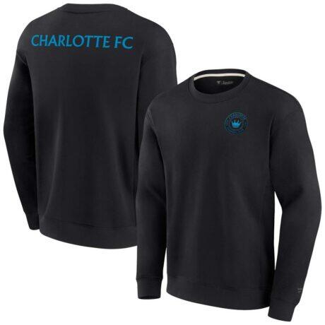 Charlotte FC Fashion7 Unisex Super Soft Pullover Crew Sweatshirt - Black - Front View