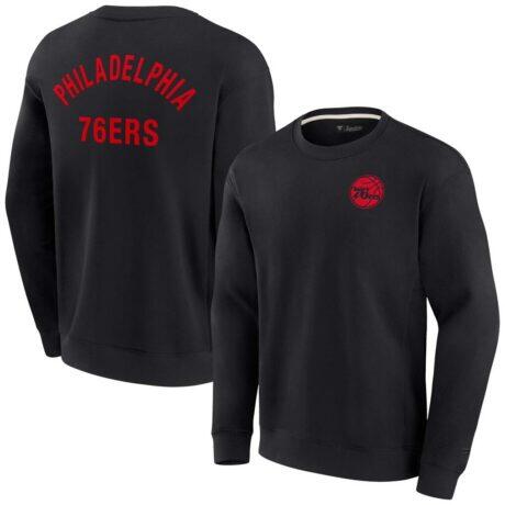 Philadelphia 76ers Fashion7 Unisex Elements Super Soft Fleece Pullover Sweatshirt - Black - Front View